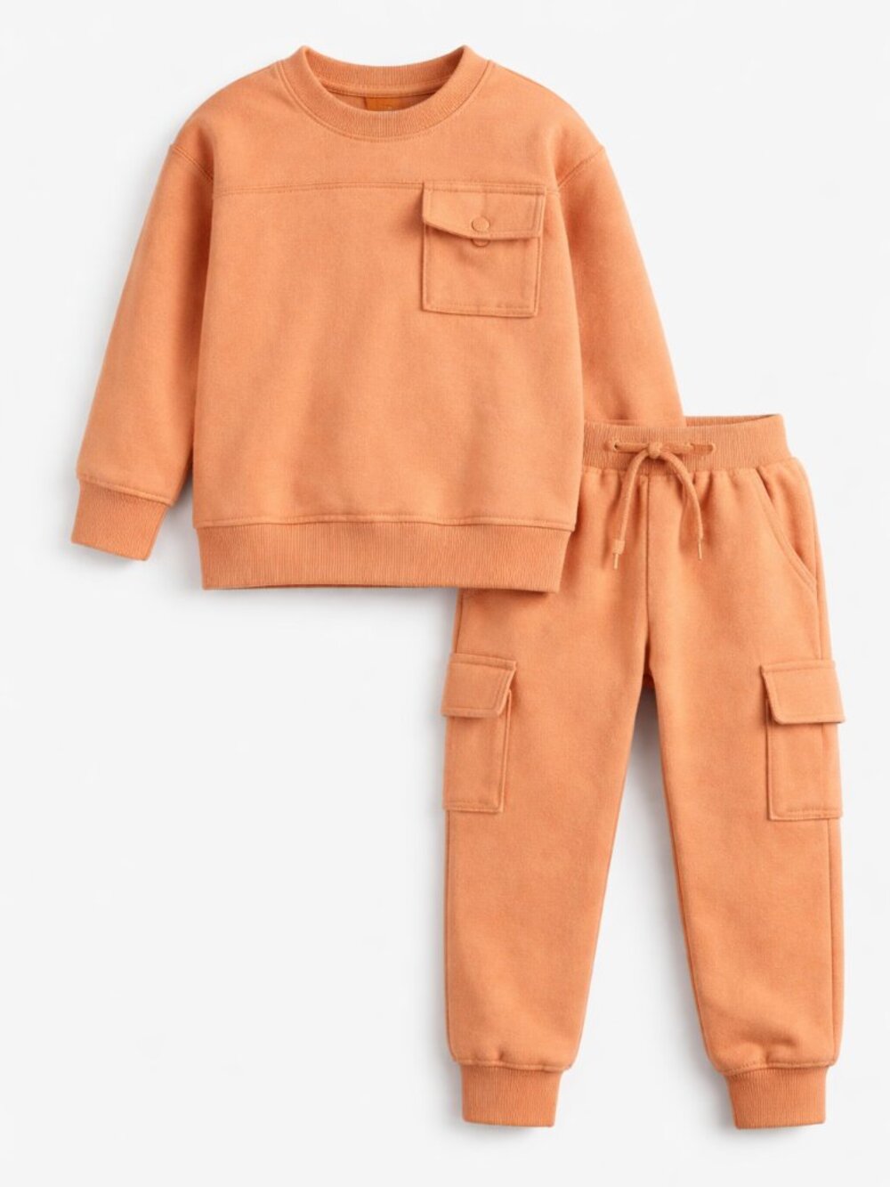 NWT Cat & Jack Toddler Boys Orange Pocket Crewneck Sweatshirt & Jogger Set - Picture 2 of 3